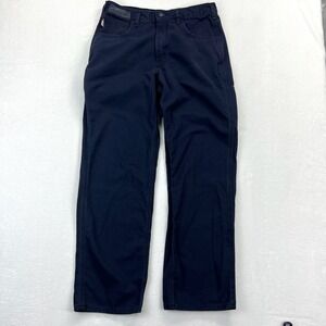Carhartt FRB159-DNY Mens 34x32 Flame Resistant FR Canvas Work Pants Navy Blue